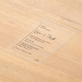 Invitations En Acrylique Grace noir et blanc Mariage moderne (Poser)