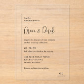 Invitations En Acrylique Grace noir et blanc Mariage moderne (Recto)