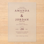 Invitations En Acrylique Graceful Brown Calligraphy (Recto)