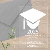 Invitations En Acrylique Grad 2025 Modern Formal White Casquette Graduation