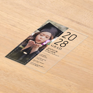 Invitations En Acrylique Grad Party Custom Photo