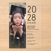 Invitations En Acrylique Grad Party Custom Photo (Recto)