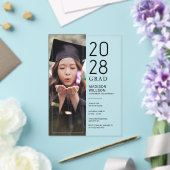 Invitations En Acrylique Grad Party Custom Photo (Insitu (Mariage))