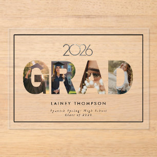Invitations En Acrylique GRAD Typographie Acrylique 4 Image Remise des dipl