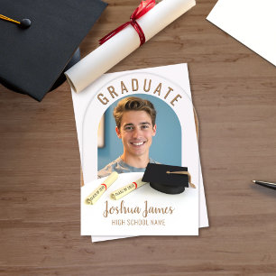 Invitations En Acrylique Graduate Photo Casquette & Scroll Graduation