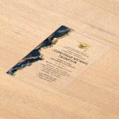 Invitations En Acrylique Graduation Blue Gold Agate Graduation (Poser)