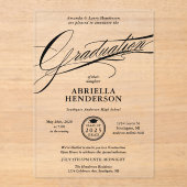 Invitations En Acrylique Graduation de script élégant et formel (Recto)