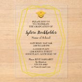 Invitations En Acrylique Graduation Gold lines and Grad cap Acrylic (Recto)