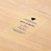 Invitations En Acrylique Graduation Gold lines - Cap Acrylic Announcement (Poser)