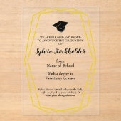 Invitations En Acrylique Graduation Gold lines - Cap Acrylic Announcement (Recto)