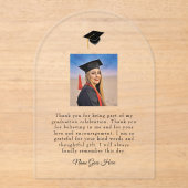 Invitations En Acrylique Graduation Grad cap Arch design Thank You (Recto)