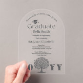 Invitations En Acrylique Graduation minimale élégante au charbon de bois (In situ (ordinateur de poche))