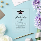 Invitations En Acrylique Graduation moderne élégant Cap Pink Bow Graduation (Insitu (Mariage))