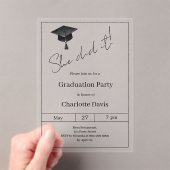Invitations En Acrylique Graduation party black luxury  She did it clear (In situ (ordinateur de poche))