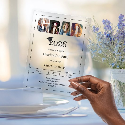 Invitations En Acrylique Graduation party grad photo luxury