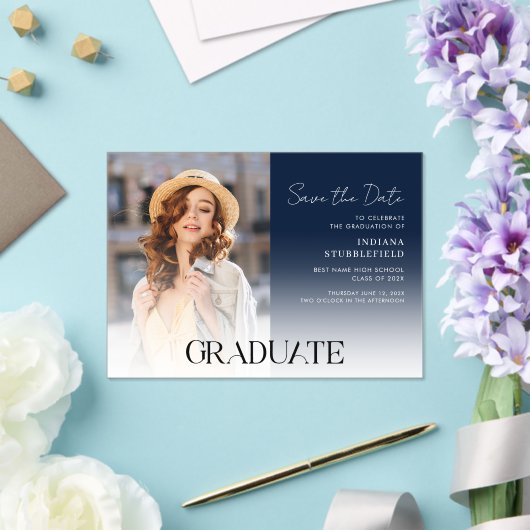 Invitations En Acrylique Graduation Photo Script Grad Enregistrer la date (Insitu (Mariage))