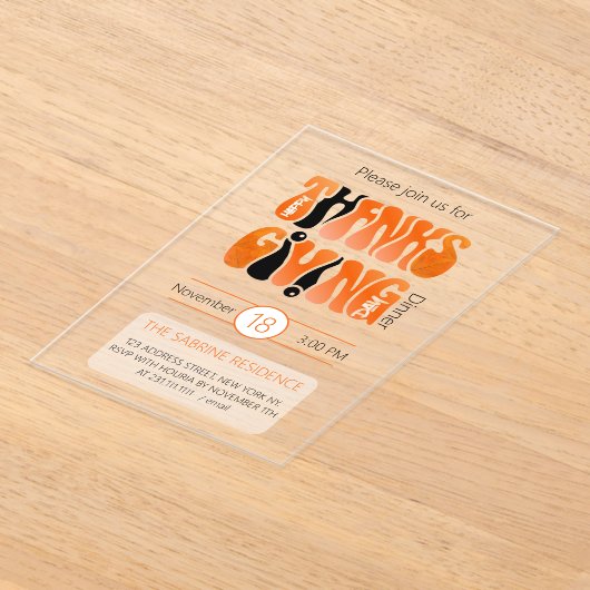 Invitations En Acrylique Graffiti blanc moderne Thanksgiving automne automn (Poser)