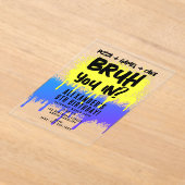Invitations En Acrylique Graffiti néon de Bruh Boy Jaune Bleu (Poser)