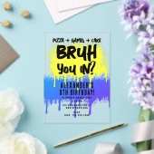 Invitations En Acrylique Graffiti néon de Bruh Boy Jaune Bleu (Insitu (Mariage))