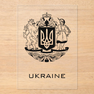 Invitations En Acrylique Grand Armoiries de l'Ukraine en monochrome Fine Ar