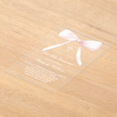 Invitations En Acrylique grand nœud rose | Première Communion (Poser)
