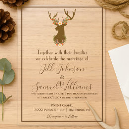 Invitations En Acrylique Grange élégante inspirée d'un motif de bois de cer