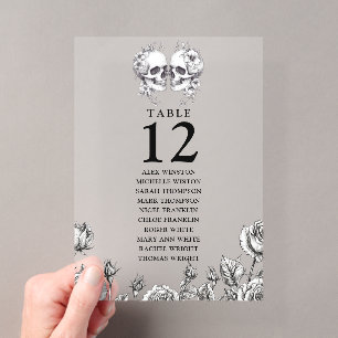 Invitations En Acrylique Graphique de placement de table de crânes floraux