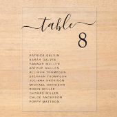 Invitations En Acrylique Graphique de sièges Mariage de script chic (Recto)