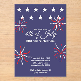Invitations En Acrylique Graphiques plats patriotiques 4 juillet