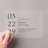 Invitations En Acrylique Gras Date Clean Minimal Élégant Mariage moderne (In situ (ordinateur de poche))