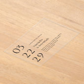 Invitations En Acrylique Gras Date Clean Minimal Élégant Mariage moderne (Poser)