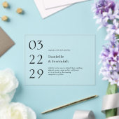 Invitations En Acrylique Gras Date Clean Minimal Élégant Mariage moderne (Insitu (Mariage))