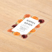 Invitations En Acrylique Gras Orange Fleurs en fleurs Mariage transparent (Poser)