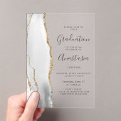 Invitations En Acrylique Gray White Gold Agate Gray Text Graduation (In situ (ordinateur de poche))
