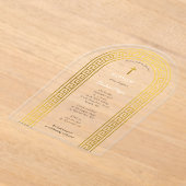 Invitations En Acrylique Grec Orthodoxe baptême Baptême Or Clé grecque (Poser)