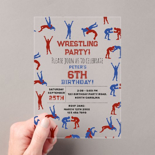 Invitations En Acrylique Greco Roman Freestyle Lutte Anniversaire (In situ (ordinateur de poche))