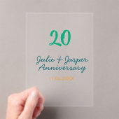 Invitations En Acrylique Green blue 20th anniversary name date orange  (In situ (ordinateur de poche))