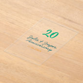 Invitations En Acrylique Green blue 20th anniversary name date orange  (Poser)