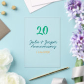 Invitations En Acrylique Green blue 20th anniversary name date orange  (Insitu (Mariage))