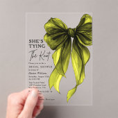 Invitations En Acrylique Green Bow She's Tying The Knot Bridal Shower (In situ (ordinateur de poche))