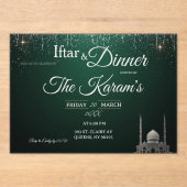 Invitations En Acrylique Green Elegant Mosque Ramadan Iftar Party (Recto)