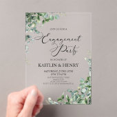 Invitations En Acrylique Green Eucalyptus Leaves Botanical Engagement Party (In situ (ordinateur de poche))