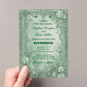 Invitations En Acrylique Green Rococo Garden Grand Baroque Opulence Wedding (In situ (ordinateur de poche))