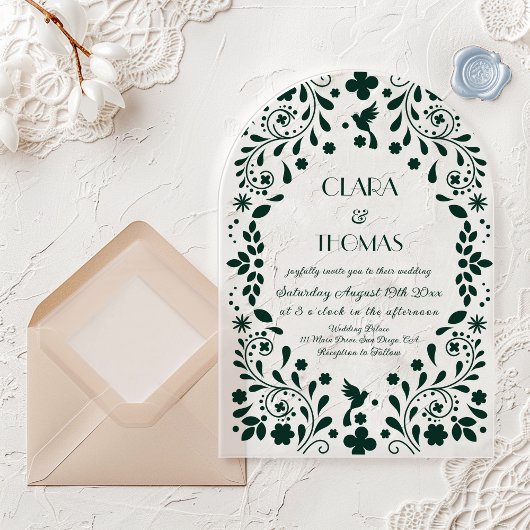 Invitations En Acrylique Green Talavera Mexican Wedding