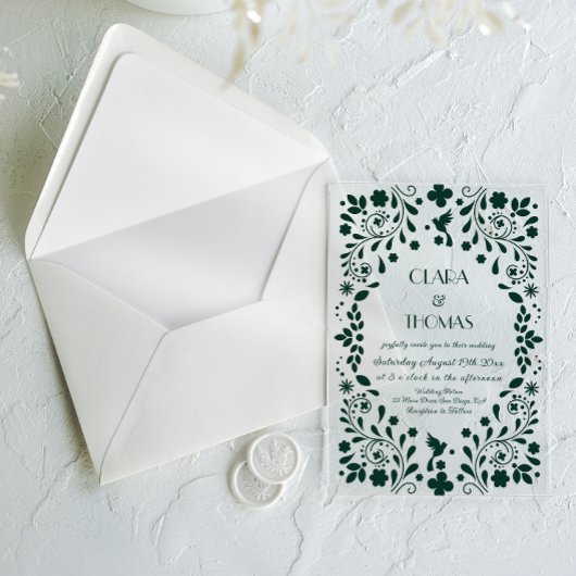 Invitations En Acrylique Green Talavera Mexican Wedding