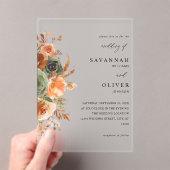 Invitations En Acrylique Green & Terra Cotta Floral Mariage (In situ (ordinateur de poche))