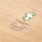 Invitations En Acrylique Greenery Cross Catholic Wedding (Poser)