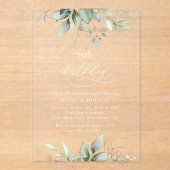 Invitations En Acrylique Greenery, Eucalyptus Leaves, Boho, Birthday (Recto)