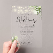 Invitations En Acrylique Greenery Floral String Lights Script Wedding (In situ (ordinateur de poche))