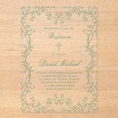 Invitations En Acrylique greenery frame Baptism (Recto)